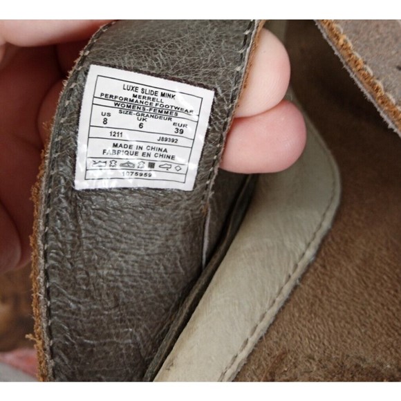 Merrell Brown Leather Sandals Heels Slip Ons Luxe Slide Mink Womens Size 8 - Picture 8 of 8